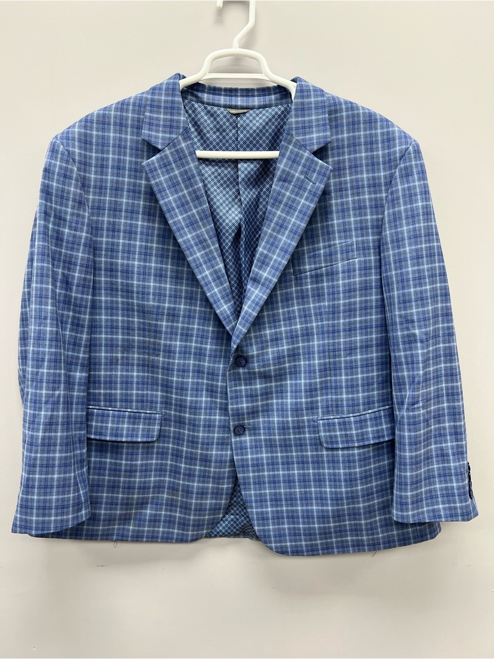 Oak Hill 2XL 50/52R Blue Plaid Men's Blazer - Classic Two-Button Sport Coat